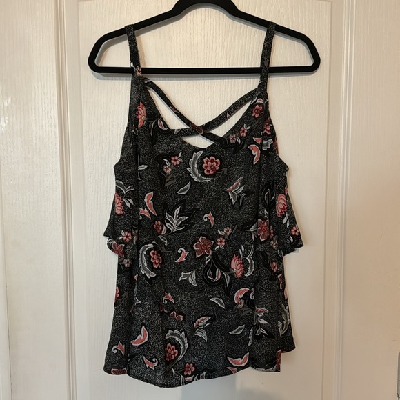 Torrid Tank Floral Pink Black Layered Cami Top 0X - Picture 2 of 4